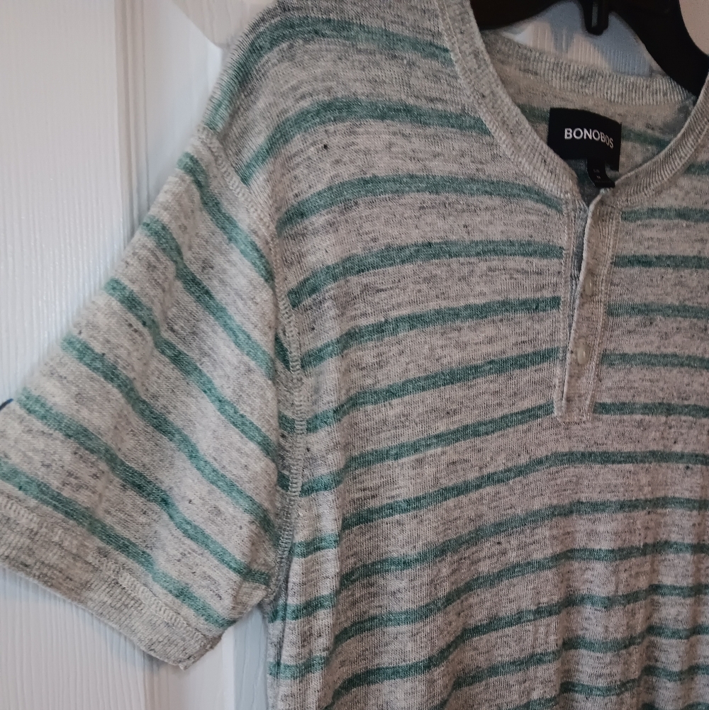 Bonobos Mens Linen Heathered Striped Henley - Picture 3 of 5